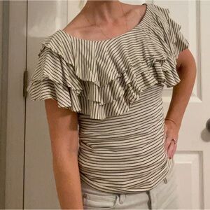 Ralph Lauren Sport Stripe Ruffle Blouse